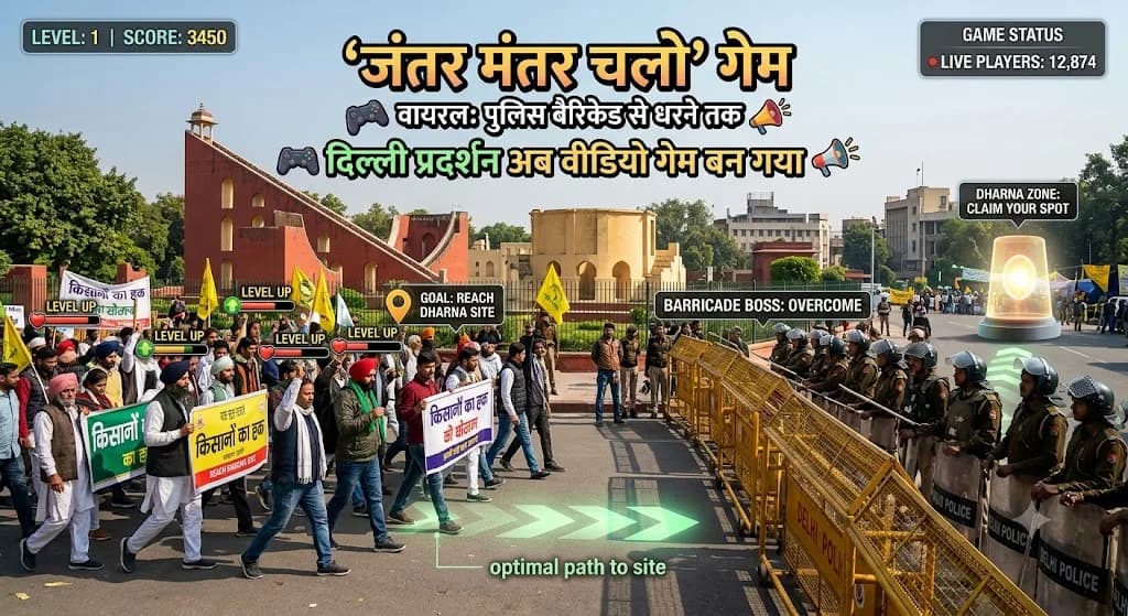 an online game on protest in Jantar Mantar