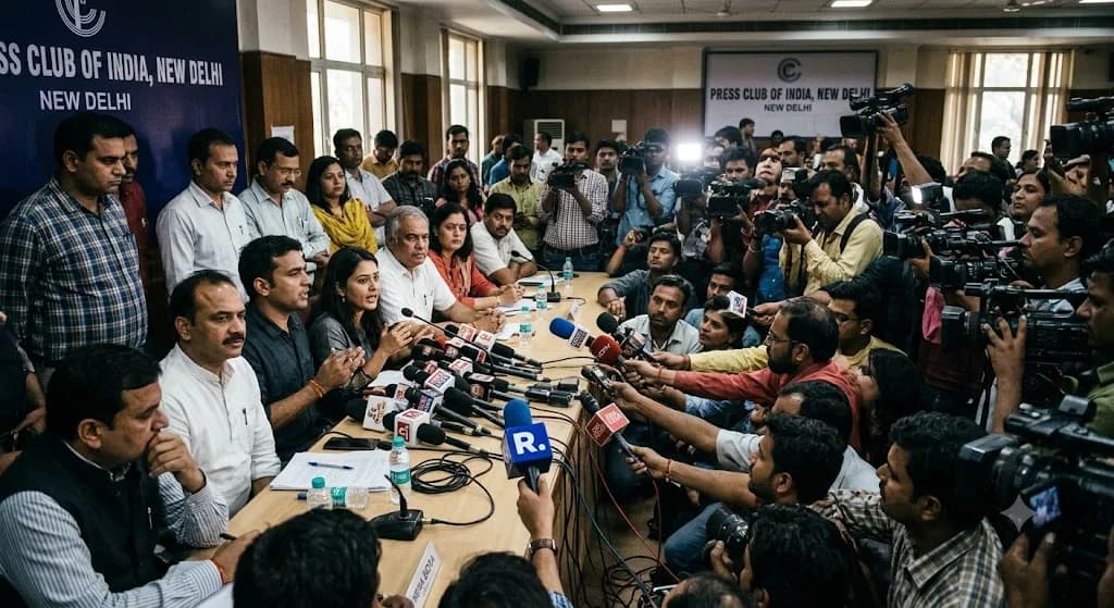 AI genrated symbolic press conference