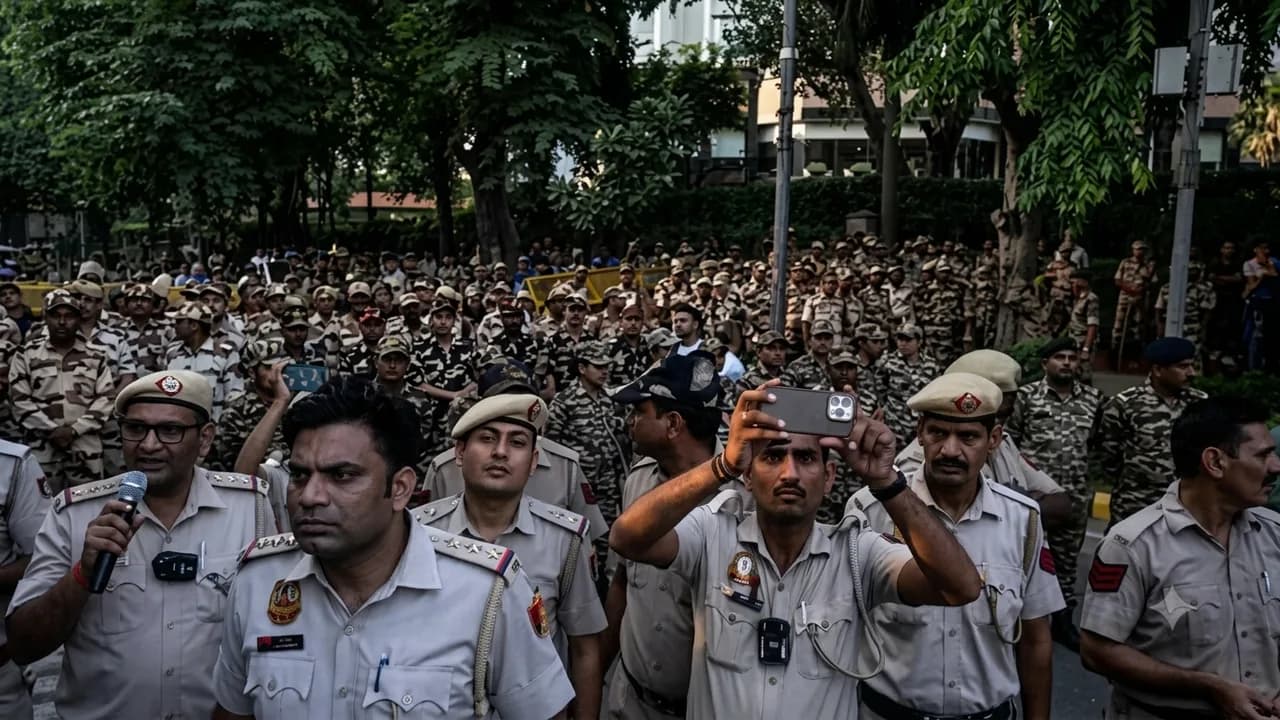 दिल्ली में चुनाव आयोग के खिलाफ प्रदर्शन, राजधानी में सुरक्षा कड़ी